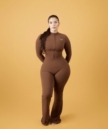 SOLENE SNATCHED JUMPSUIT - Brown, Small: UK 8-10